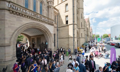 Students attend a graduation ceremony at the University of Manchester.