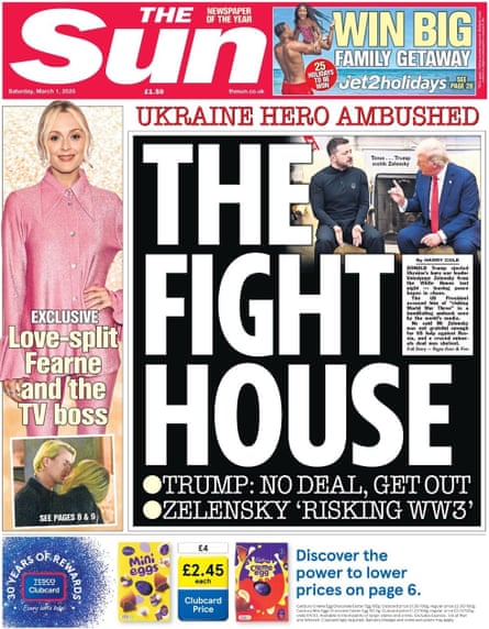 The Sun front page, Saturday 1 March 2025