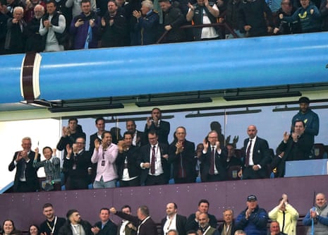 Tom Hanks celebrates Aston Villa's equaliser against Liverpool, scored by Youri Tielemans.