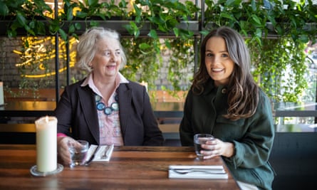 June and Shelby sitting at a restaurant table