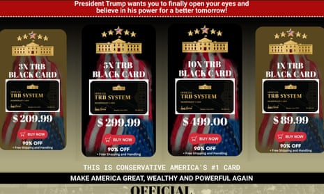 A screengrab of a since taken down website that was advertising ‘Trump Bucks’ to some of the former president’s most ardent supporters.