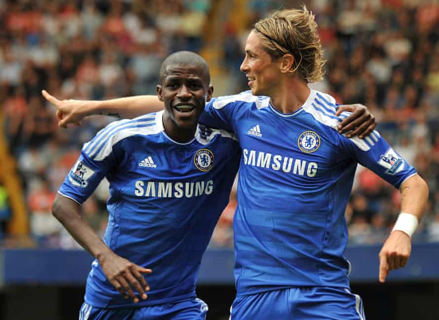 Ramires celebrates with Fernando Torres in Chelsea's 4-1 win.