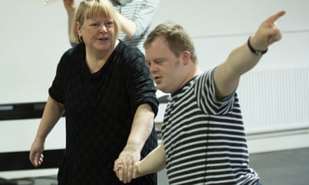 Heather Williams and Nathan Bessell in rehearsals for Up Down Man at the Salisbury Playhouse.