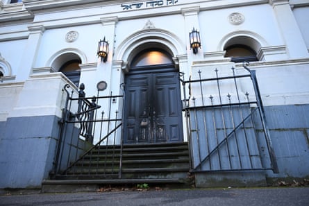 Damage to the exterior of the East Melbourne Hebrew Congregation