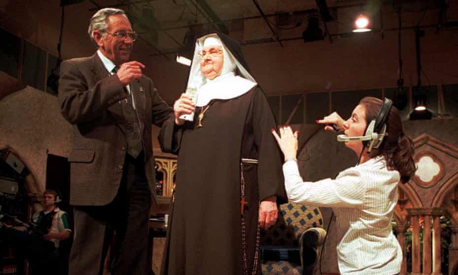 Mother Angelica being prepared for a live broadcast from the Eternal Word Television Network in 1999.