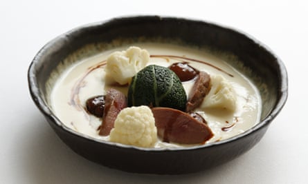 ‘Silky’: cream of cauliflower soup with hare.