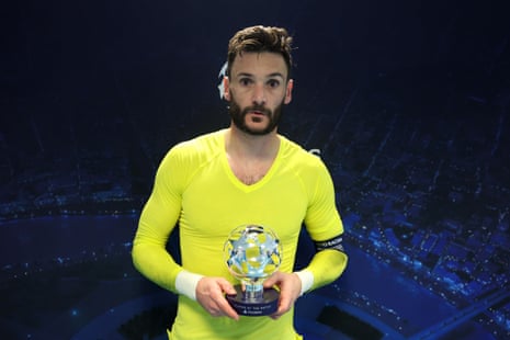 Hugo Lloris looks a bit shocked with his man of the match award.