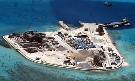 Chinese construction on the disputed Spratly Islands in the south China Sea. Beijing is reported to have now placed missiles on the nearby Paracel Island chain which it also claims as sovereign territory.