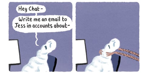 A series of Stephen Collins cartoon images about HG Wells and a Morlock , panel 8