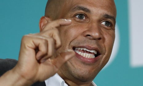 Democratic presidential candidate Cory Booker, speaks during a public employees union candidate forum on Saturday. 