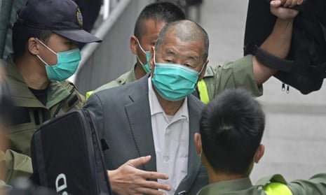 Jimmy Lai leaving a Hong Kong court in February last year