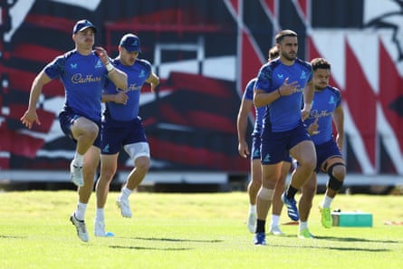 Declan Meredith and Tom Wright train pinch nan Wallabies successful Brisbane.