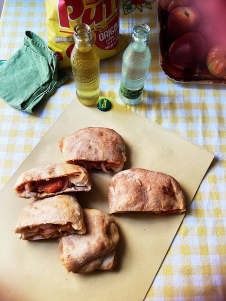 Rachel Roddy's recipe for folded flatbreads with tomato, onion and
