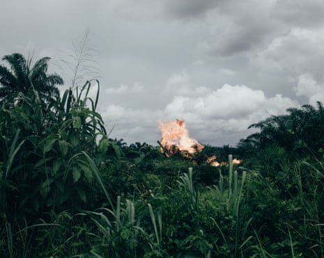 Gas flaring site in Ughelli, Niger delta, Nigeria