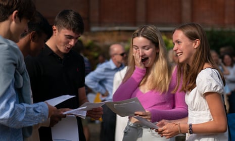 Delighted students celebrating their A-level results in Norwich.