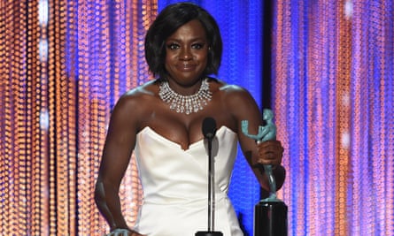 Viola Davis accepts the award for outstanding performance by a female actor in a supporting role for Fences.