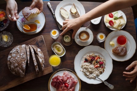 Mountain breakfast spread
