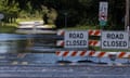 US-DEBBY-WEATHER<br>Roads remain closed from flooding left behind by Tropical Storm Debby in the Tremont Park neighborhood of Savannah, Georgia, on August 8, 2024. Tropical Storm Debby made its second landfall in the United States on Thursday, the National Hurricane Center said, days after it lashed southeastern parts of the country, leaving at least six dead. Debby made landfall near Bulls Bay South Carolina, about 20 miles (35 kilometres) northeast of Charleston, the NHC said in an morning advisory, warning of major floods in parts of the Carolinas and Western Virginia. (Photo by CHRISTIAN MONTERROSA / AFP) (Photo by CHRISTIAN MONTERROSA/AFP via Getty Images)