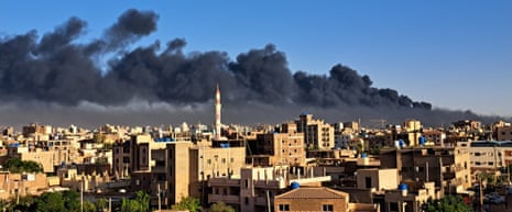 Smoke rising over Khartoum