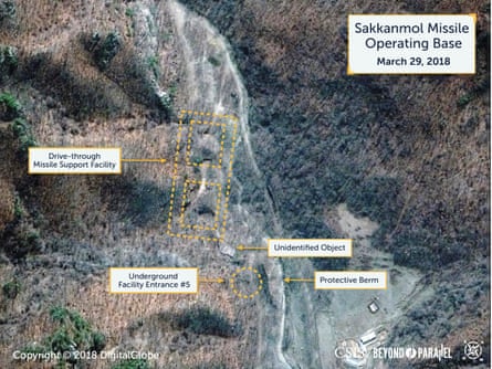 A Digital Globe satellite image shows what CSIS reports is an undeclared missile operating base at Sakkanmol.