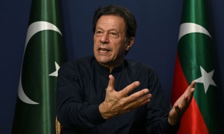Pakistan's former prime minister Imran Khan during an interview from his home In Lahore after being surrounded by police in May.
