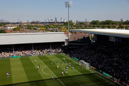 The view from the top of the new Riverside Stand during the Premier League match between Fulham and Everton at Craven Cottage