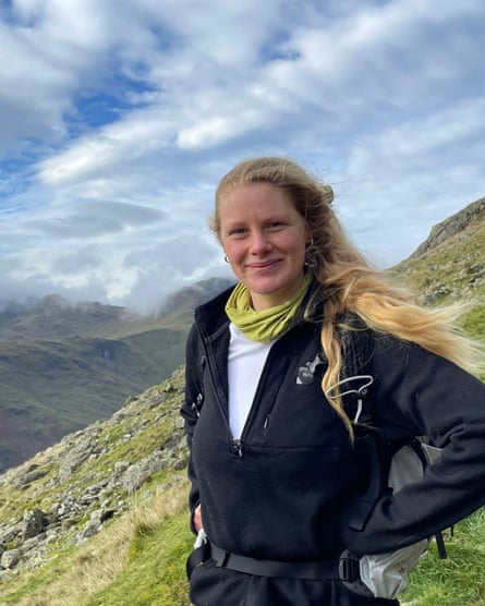 Katherine Andrews on steep mountainside