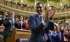 Pedro Sánchez was reelected as prime minister with the support of 179 lawmakers in the 350-seat parliament. The support of two Catalan separatist parties was key to his winning the confidence vote.