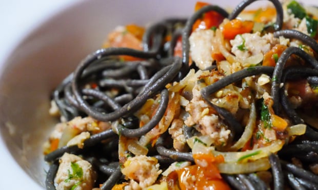 Carp puttanesca, made with carp mince. Photograph: Dougal McFuzzlebutt