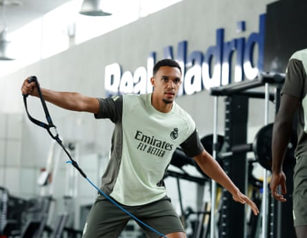 Trent Alexander-Arnold working in the gym at Real Madrid’s Valdebebas training ground