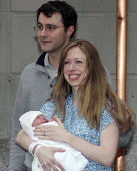 Chelsea Clinton and husband Marc Mezvinsky with their daughter, Charlotte, in 2014.