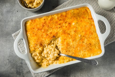 Homemade Baked Macaroni and Cheese in a Casserole Dish