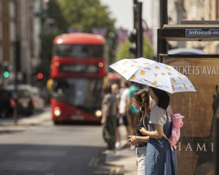 A London bus during the summer.