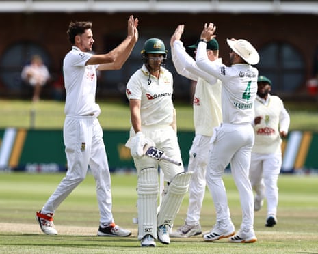 Scott Boland is dismissed off the bowling of Marco Jansen