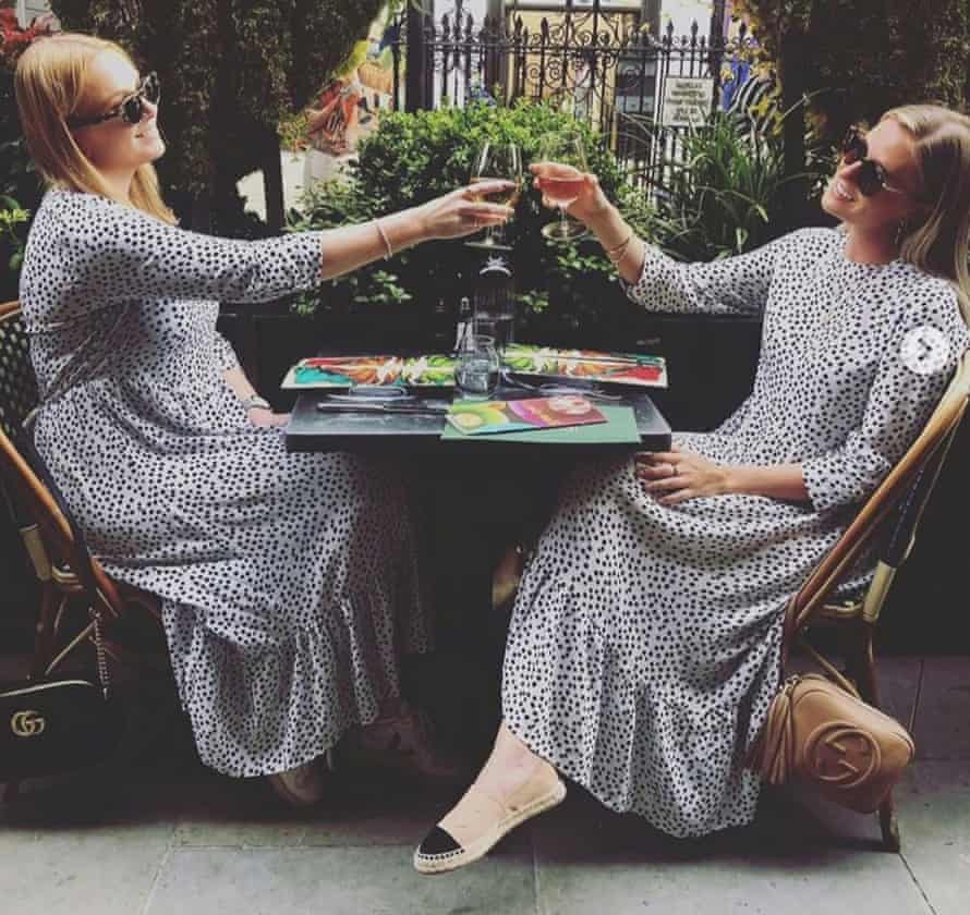 Double take … Jessica Eve Nilson found herself lunching with a friend in the same dress.