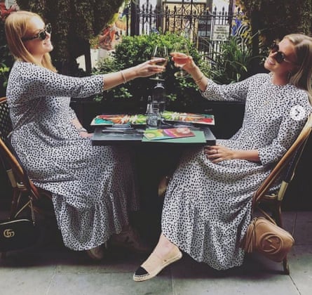 Double take … Jessica Eve Nilson found herself lunching with a friend in the same dress.