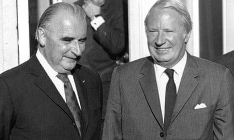 French President Georges Pompidou and British prime minister Edward Heath during talks about Britain’s entry to the EEC in 1972. 