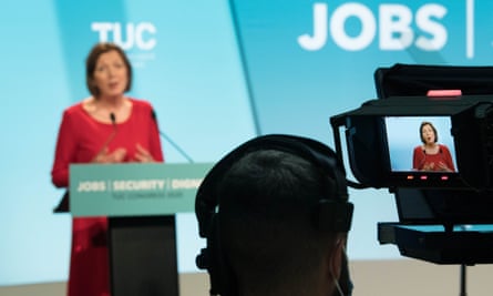 Frances O’Grady, General Secretary of the TUC speaking at the TUC’s 2020 congress in London.
