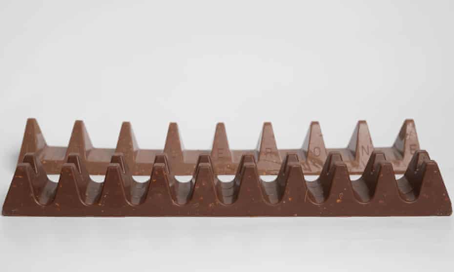 A Toblerone bar sits alongside a chocolate bar called Twin Peaks
