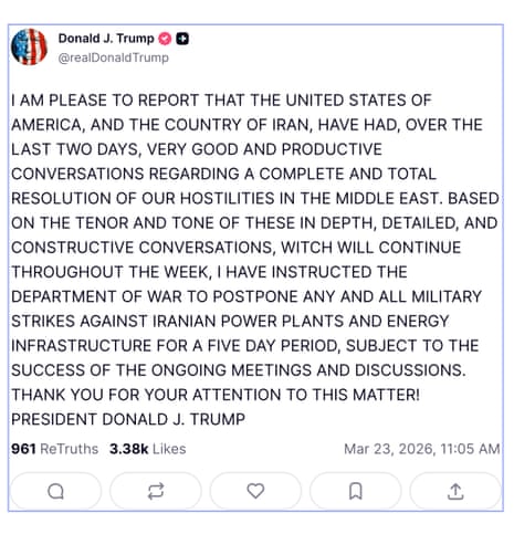 Trump's post on his Truth Social platform