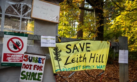 Leith Hill, near Holmwood in Surrey. Activists are protesting against plans by Europa Oil and Gas to drill and test for oil in Bury Hill Wood.