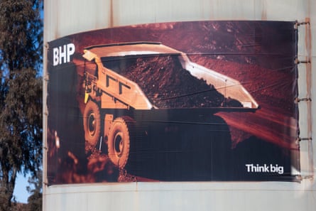 A large advertisement for BHP that shows a truck and the words ‘think big’