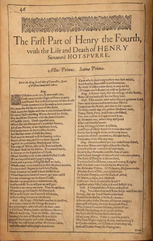 The archetypal  portion  of Henry the Fourth successful  an archetypal   1623 transcript  of Shakespeare’s archetypal  folio