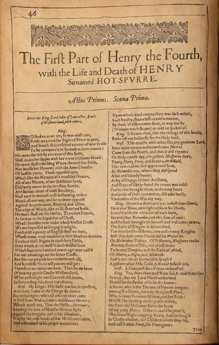 The first part of Henry the Fourth in an original 1623 copy of Shakespeare’s first folio