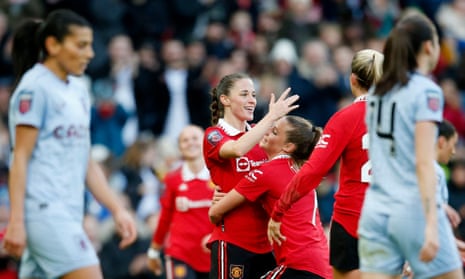 Manchester United’s Ona Batlle celebrates scoring their fourth goal