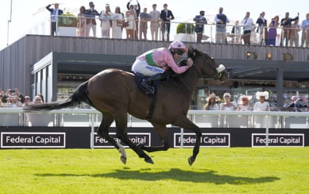 Hammer The Hammer, ridden by Tom Eaves, on their way to winning the Love Federal Capital Handicap at the Boodles May Festival Trials at Chester.