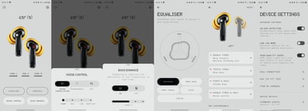 The Nothing X app showing various settings for the Ear (a) earbuds.