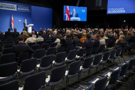 Mel Stride addressing the Tory conference.