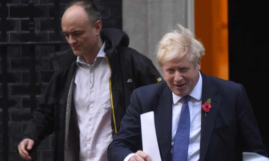 Dominic Cummings and Boris Johnson outside No 10, October 2019.