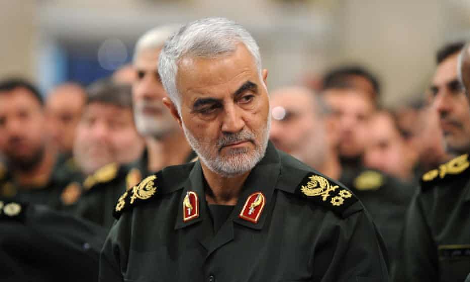The Iranian Quds force commander Qassem Suleimani in 2016 at a meeting between supreme leader Ayatollah Ali Khamenei and members of the Iranian Revolutionary Guards Corps in Tehran.